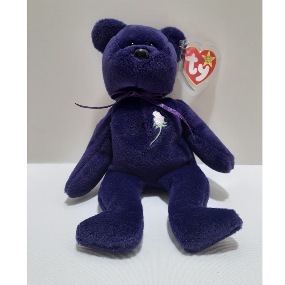 Ty Princess Diana Bear 1997 1st Edition PVC Pellets Indonesia No Space in Poem